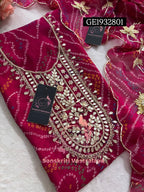 GEORGETTE Zardogi Handwork 3pc  PINK UNSTICHED Suit jaipuri GOTA PATTI  GE1932801