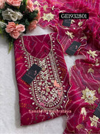 GEORGETTE Zardogi Handwork 3pc  PINK UNSTICHED Suit jaipuri GOTA PATTI  GE1932801