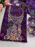 GEORGETTE Zardogi Handwork 3pc  PURPLE UNSTICHED Suit jaipuri GOTA PATTI  GE1952101