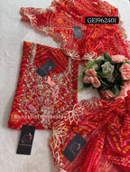 GEORGETTE Zardogi Handwork 3pc  RED UNSTICHED Suit jaipuri GOTA PATTI  GE1̮962401