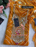 GEORGETTE Zardogi Handwork 3pc  MUSTURD YELLOW UNSTICHED Suit jaipuri GOTA PATTI  GE1942802