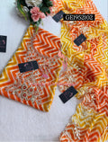 GEORGETTE Zardogi Handwork 3pc  ORANGE MULTI UNSTICHED Suit jaipuri GOTA PATTI  GE1952102