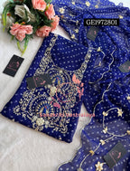 GEORGETTE Zardogi Handwork 3pc  BLUE UNSTICHED Suit jaipuri GOTA PATTI   GE1972801