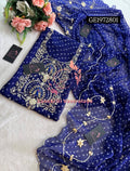 GEORGETTE Zardogi Handwork 3pc  BLUE UNSTICHED Suit jaipuri GOTA PATTI   GE1972801