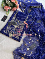 GEORGETTE Zardogi Handwork 3pc  BLUE UNSTICHED Suit jaipuri GOTA PATTI   GE1972801