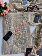 CRUSH TISSUE Zardozi Handwork 3pc UNSTICHED Suit Jaipuri GOTA PATTI  SL1743410