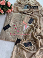 CRUSH TISSUE Zardozi Handwork 3pc UNSTICHED Suit Jaipuri GOTA PATTI  SL1743410