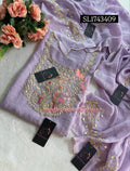 CRUSH TISSUE Zardozi Handwork 3pc LAVENDER UNSTICHED Suit Jaipuri GOTA PATTI  SL1743409