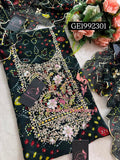 GEORGETTE Zardozi Handwork 3pc  BOTTLE GREEN  UNSTICHED Suit jaipuri GOTA PATTI  GE1992301