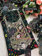 GEORGETTE Zardozi Handwork 3pc  BOTTLE GREEN  UNSTICHED Suit jaipuri GOTA PATTI  GE1992301