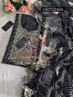 GEORGETTE Zardozi HandwGEORGETTE Zardozi Handwork 3pc  BLACK  UNSTICHED Suit jaipuri GOTA PATTI  GE1722404ork 3pc  BLACK  UNSTICHED Suit jaipuri GOTA PATTI  GE1722404