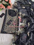 GEORGETTE Zardozi HandwGEORGETTE Zardozi Handwork 3pc  BLACK  UNSTICHED Suit jaipuri GOTA PATTI  GE1722404ork 3pc  BLACK  UNSTICHED Suit jaipuri GOTA PATTI  GE1722404