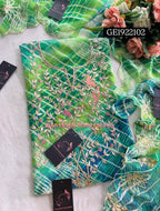 GEORGETTE Zardozi Handwork 3pc  multi GREEN  UNSTICHED Suit jaipuri GOTA PATTI  GE1922102