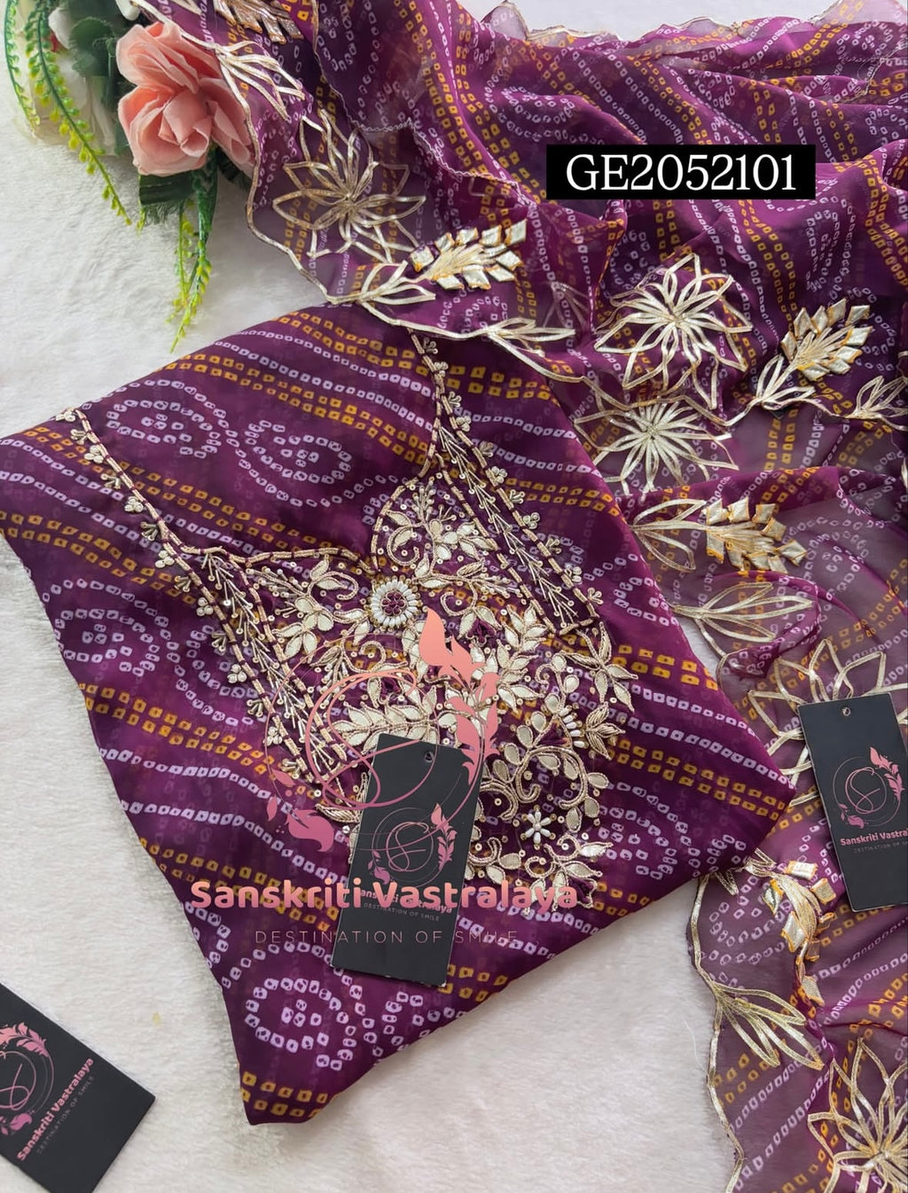 GEORGETTE Zardozi Handwork 3pc WINE UNSTICHED Suit jaipuri GOTA PATTI  GE2052101