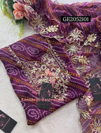 GEORGETTE Zardozi Handwork 3pc WINE UNSTICHED Suit jaipuri GOTA PATTI  GE2052101