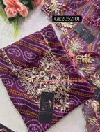 GEORGETTE Zardozi Handwork 3pc WINE UNSTICHED Suit jaipuri GOTA PATTI  GE2052101