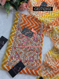 GEORGETTE Zardozi Handwork 3pc ORANGE MULTI  UNSTICHED Suit jaipuri GOTA PATTI  GE1712102