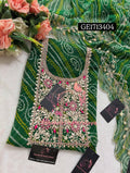 GEORGETTE Zardozi Handwork 3pc GREEN  UNSTICHED Suit jaipuri GOTA PATTI  GE1713404