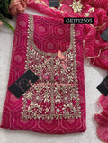 GEORGETTE Zardozi Handwork 3pc PINK UNSTICHED Suit jaipuri GOTA PATTI  GE1712505
