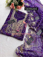 GEORGETTE Zardozi Handwork 3pc PURPLE UNSTICHED Suit jaipuri GOTA PATTI  GE1962105