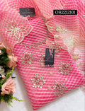 ORGANZA Zardogi Handwork 3pc multi orange pink UNSTICHED Suit jaipuri GOTA PATTI  OR2212101