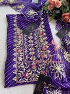 GEORGETTE Zardozi Handwork 3pc PURPLE  UNSTICHED Suit jaipuri GOTA PATTI  GE2112101