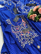 SKIRT SET IN GEORGETTE | GOTA PATTI ZARDOSHI HANDWORK WORK 3 PC ROYAL BLIUE LEHENGA KURTA DUPATTA SET GR272702