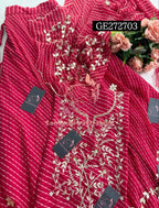 SKIRT SET IN GEORGETTE | GOTA PATTI ZARDOSHI HANDWORK WORK 3 PC RED LEHENGA KURTA DUPATTA SET GR272703