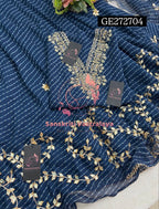 SKIRT SET IN GEORGETTE | GOTA PATTI ZARDOSHI HANDWORK WORK 3 PC NAVYBLUE  LEHENGA KURTA DUPATTA SET GR272704
