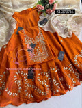 JIMMY SILK SKIRT SET RUST ORANGE  3 pc WITH ZARDOSHI HANDWORK SL272716