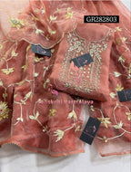 GHARARA  SET IN BEIGE  | GOTA PATTI ZARDOSHI HANDWORK WORK 3 PC ORGANZA GHARARA GR282803