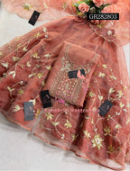 GHARARA  SET IN BEIGE  | GOTA PATTI ZARDOSHI HANDWORK WORK 3 PC ORGANZA GHARARA GR282803
