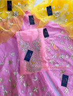 GHARARA  SET IN BABYPINK | GOTA PATTI ZARDOSHI HANDWORK WORK 3 PC BABYPINK ORGANZA GHARARA GR282804