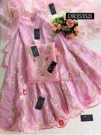 SKIRT SET IN BABYPINK ONION | GOTA PATTI ZARDOSHI HANDWORK WORK 3 PC  BABYPINK  LEHENGA KURTA DUPATTA SET OR353521