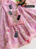 SKIRT SET IN BABYPINK ONION | GOTA PATTI ZARDOSHI HANDWORK WORK 3 PC  BABYPINK  LEHENGA KURTA DUPATTA SET OR353521