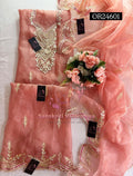 ORGANZA gota patti Handwork 3pc RUST UNSTICHED TISSUE ORGANZA Suit jaipuri GOTA PATTI  OR24601