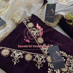 Velvet fabric kurta with zardogi handwork