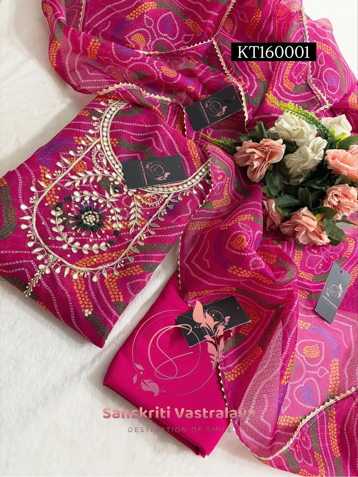 Kota Doria Zardogi Handwork 3pc Unstitched Suit
