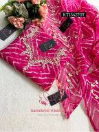 Kota Doria Zardogi Handwork 3pc Unstitched Suit jaipuri KT1542707