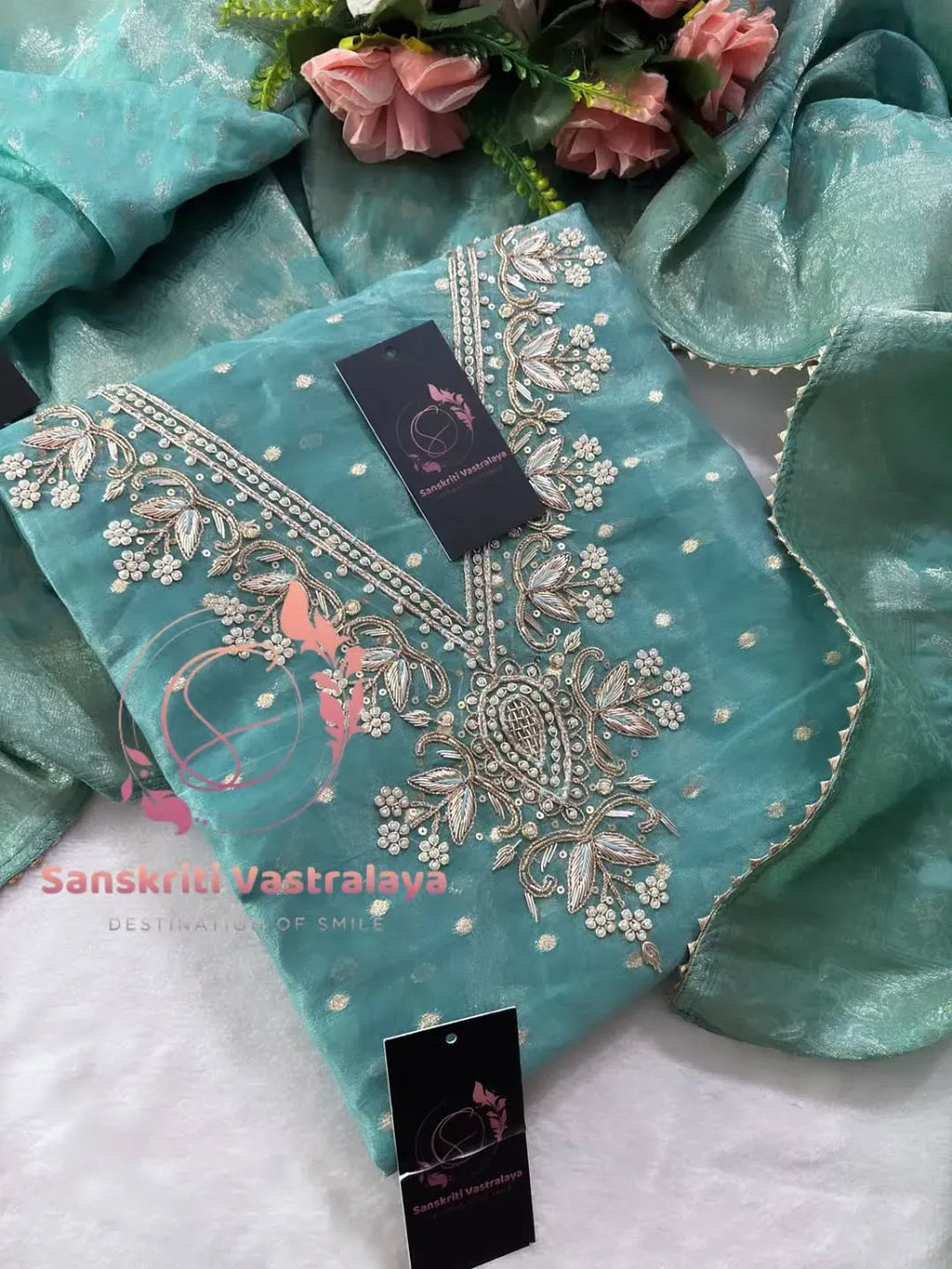 Rajwada chanderi fabric kurta with zardogi handwork
