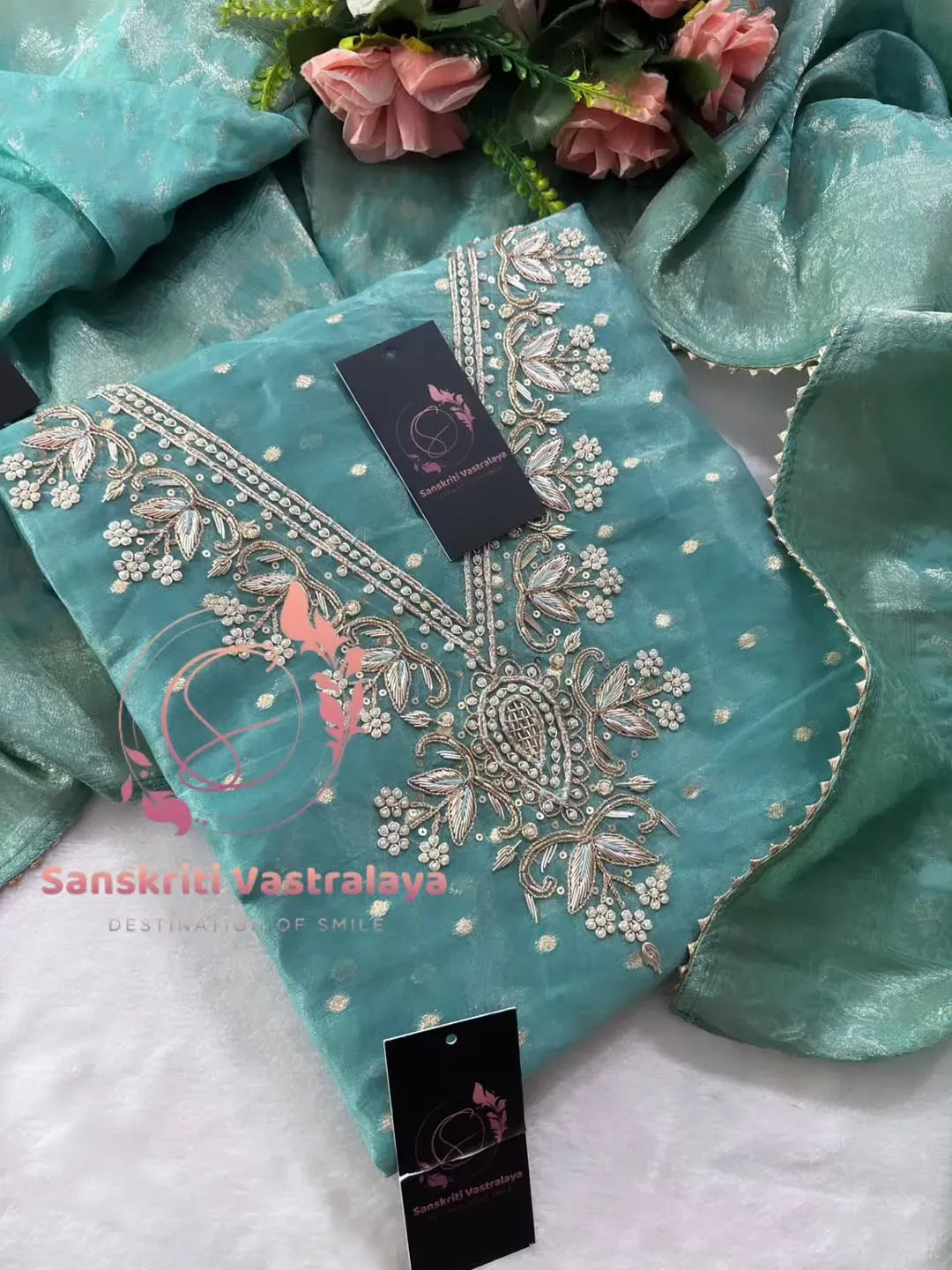 Rajwada chanderi fabric kurta with zardogi handwork