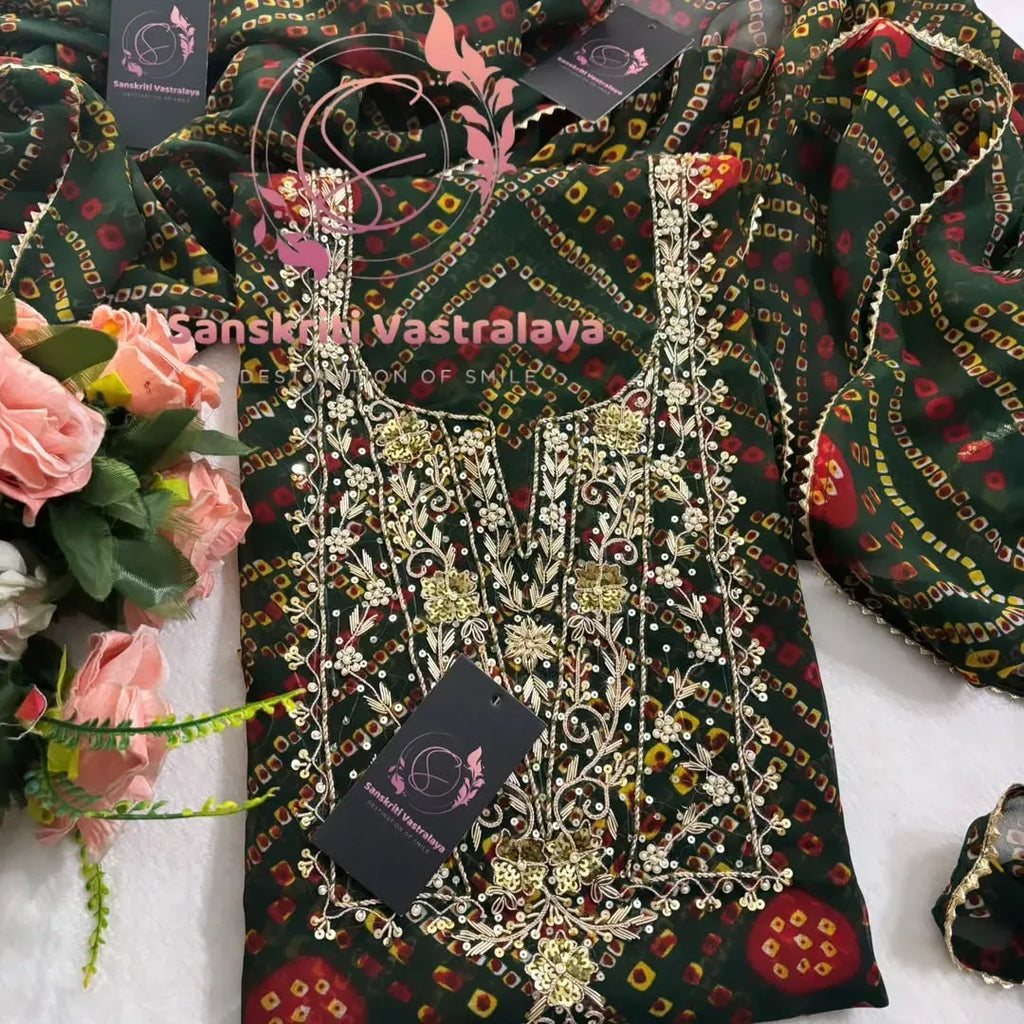 Georgette fabric kurta with zardogi handwork