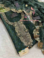 Georgette Bandhani Suit with Zardozi Handwork In Green