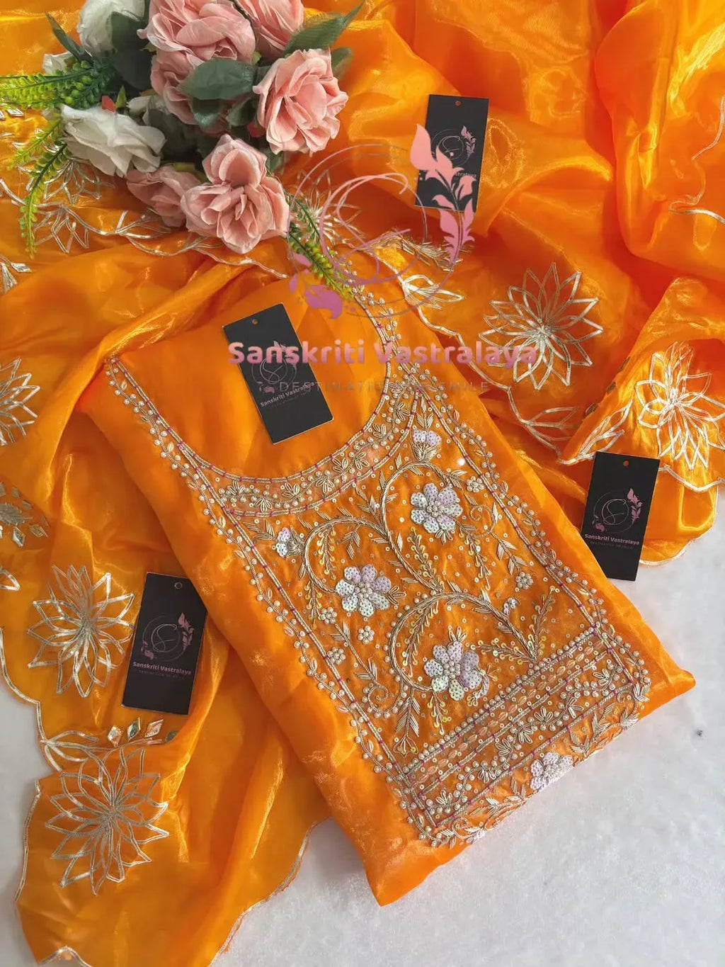 Jimmi choo fabric kurta with zardoshi handwork