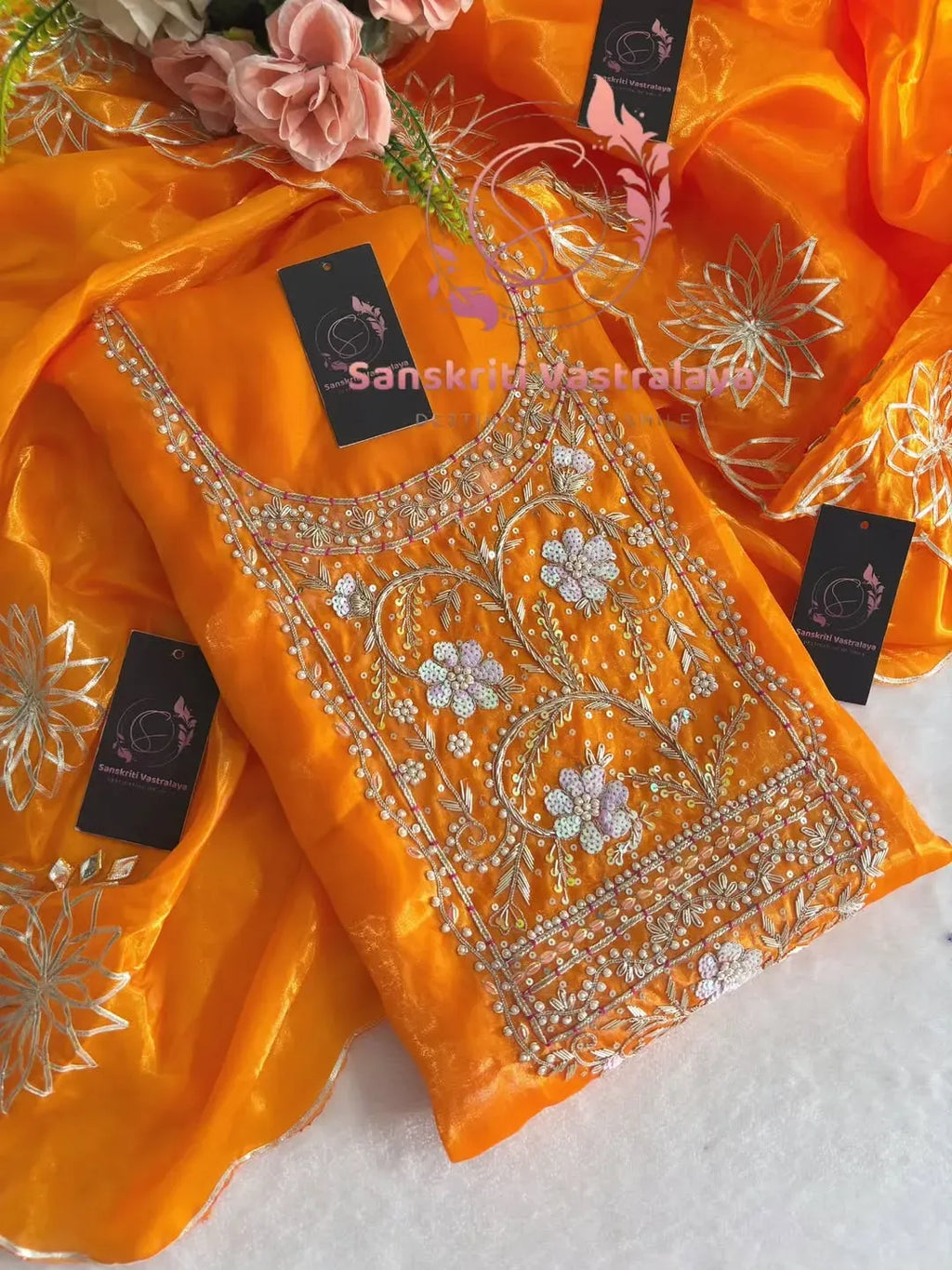 Jimmi choo fabric kurta with zardoshi handwork