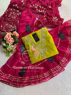 Tissue organza fabric kurta with zardogi handwork