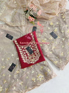 Tissue organza fabric kurta with zardogi handwork