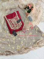 Tissue organza fabric kurta with zardogi handwork