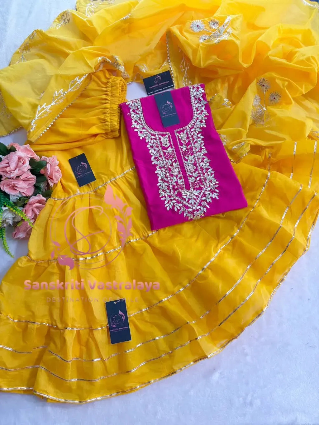 Tissue organza fabric kurta with zardogi handwork