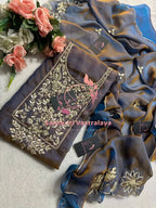 Space silk fabric kurta with zardogi handwork